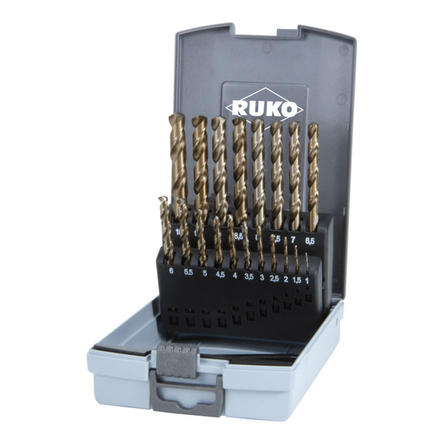Juego de brocas espirales RUKO DIN 338 tipo VA Ø nominal 1-10x0,5 mm ( 4000600881 )