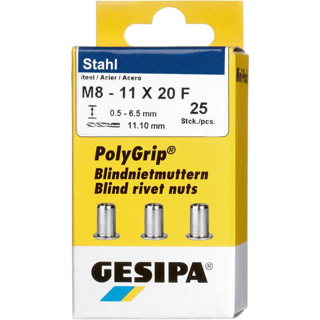 GESIPA blind rivet nut PolyGrip(R) rivet shank d x l 11 x 20 mm M8 ( 4000813827 )
