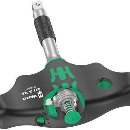 WERA Lever-action reversible ratchet 411 A RA Cross-handle 1/4 ″ Teeth 80 ( 4000822452 )