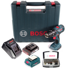Bosch GSB 18-2-Li Plus Schlagbohrschrauber Professional 18 V im Koffer + 1x GBA 2,0 Ah Akku + Bosch AL 1820 CV Schnellladegerät + Bosch 32 teiliges Bit Set + Bosch USB Ladegerät Adapter für 18V Akkus - Toolbrothers