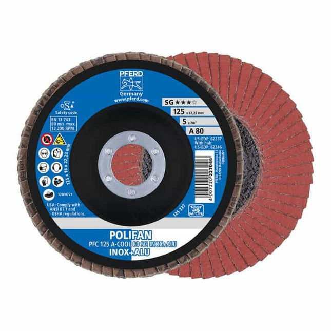 PFERD flap disc POLIFAN A-COOL SG INOX+ALU Ø 125 mm grain size 80 conical ( 4000842357 )