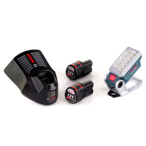 Bosch Akku Lampe GLI 12V-330 DeciLED + 2 x 2,5 Ah Akku + Ladegerät