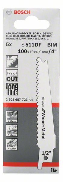 BOSCH Lama per sega circolare S 511 DF Lunghezza 100 mm Larghezza 19 mm ( 8000343746 )