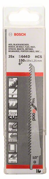 BOSCH Lama per sega circolare S 644 D Lunghezza 150 mm Larghezza 19 mm ( 8000343832 )