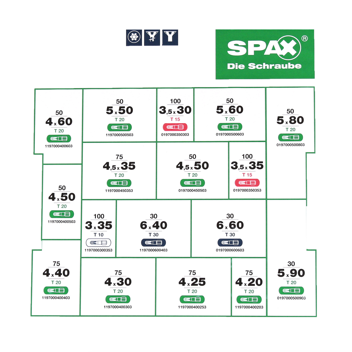 SPAX®  Montagekoffer Schraubenset 1070 tlg. mit 17 Abmessungen Senkkopf, T-STAR plus, 4CUT, Edelstahl rostfrei A2 in L-Boxx ( 5000009165019 ) - Toolbrothers