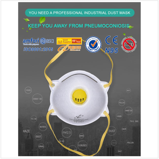 VIC Feinstaubmaske VIC821V ( 1 Stück ) 3-Schicht FFP2 mit Ventil ergonomisch geformt - Toolbrothers