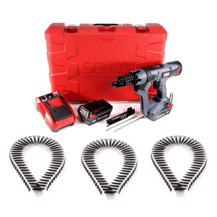 SENCO DS 5550 18V DuraSpin Magazin Schrauber ( 7W2001N ) mit 2x 3,0 Ah Akkus, Ladegerät und 1000x Feingewinde Schrauben 3,9x30 - Toolbrothers