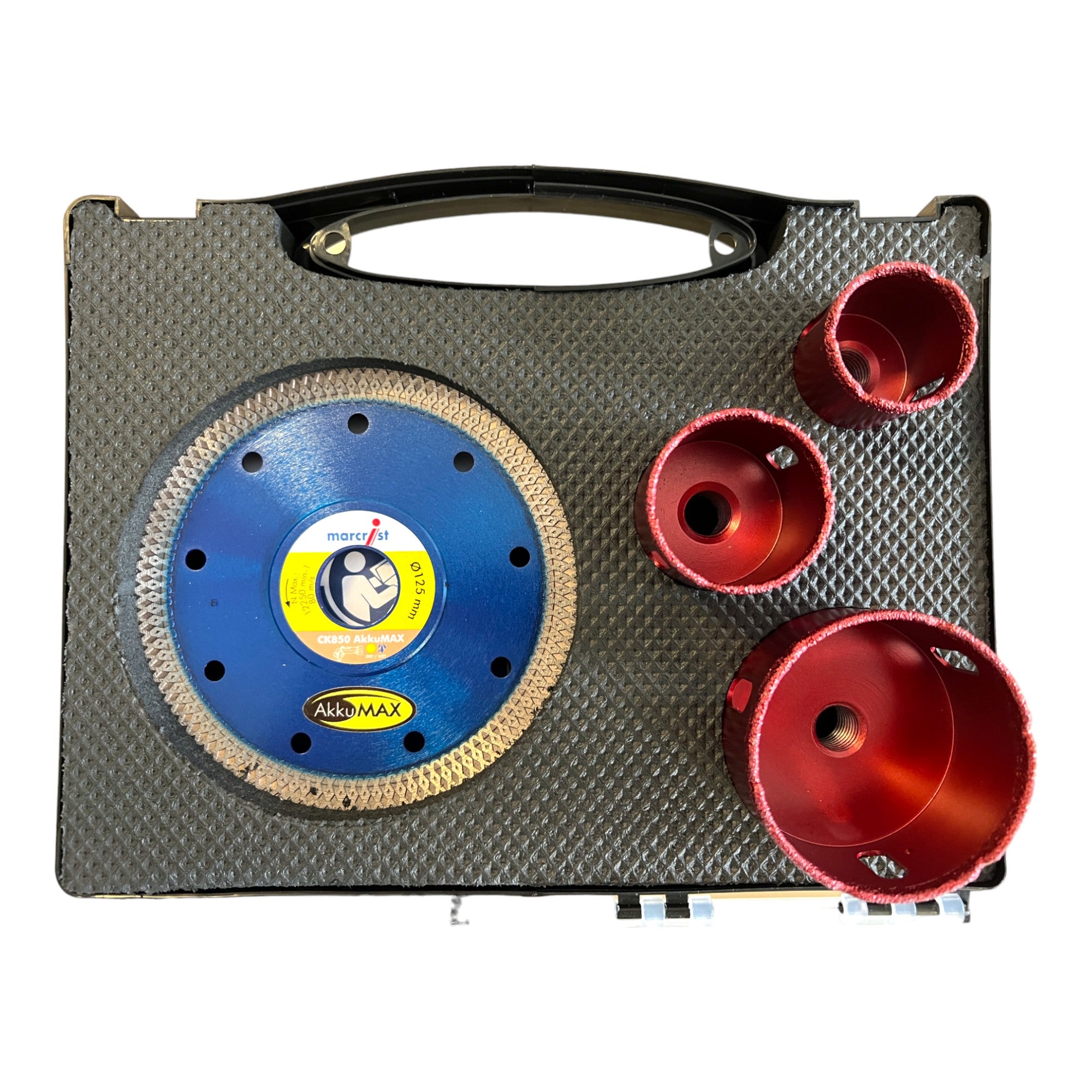 Marcrist Fliesenschneid und Bohr Set 125 mm 1x Trennscheibe 3x Trockenbohrer 3999 101 234 Koffer  2 - toolbrothers