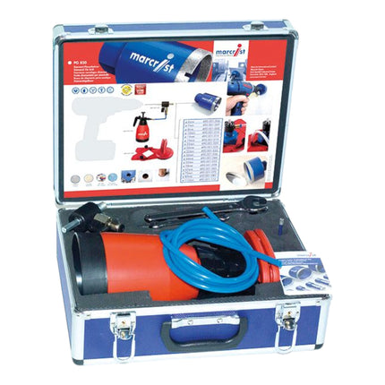 Kit de démarrage Marcrist PG850 pour carreleur avec foret à carrelage PG850 6 mm + bouteille d'eau sous pression + aide au perçage universelle (490.001.004) + mallette