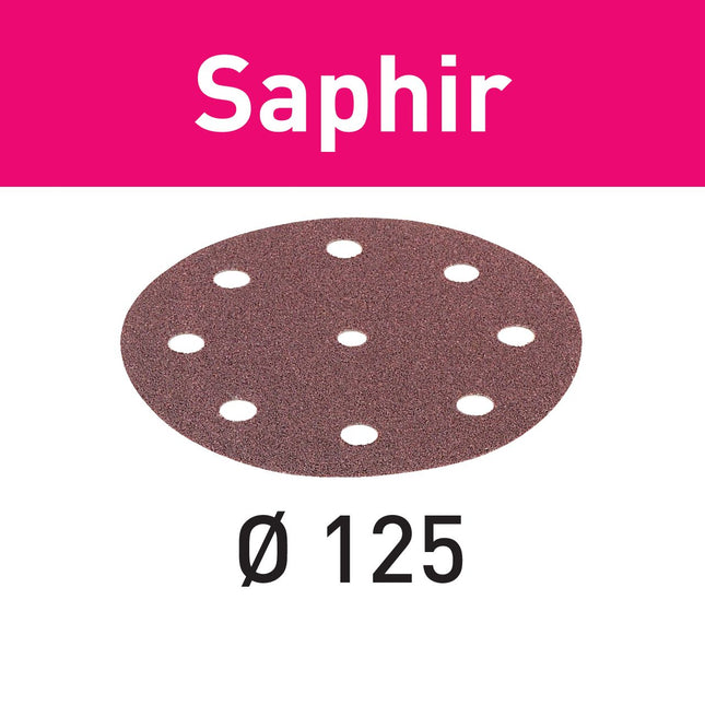 Disco de lijado Festool STF D125/8 P24 SA/25 zafiro (493124) para RO 125, ES 125, ETS 125, ETSC 125, ES-ETS 125, ES-ETSC 125, ETS EC 125, LEX 125
