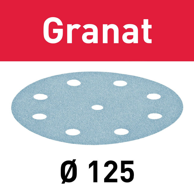 Festool STF D125/8 P320 GR/10 disque abrasif grenat (497150) pour RO 125, ES 125, ETS 125, ETSC 125, ES-ETS 125, ES-ETSC 125, ETS EC 125, LEX 125