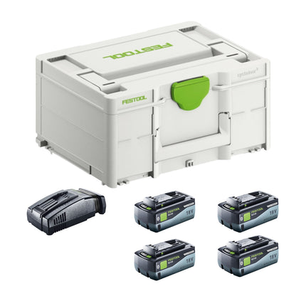 Festool SYS 18V 4x8,0/SCA16 Energy Set 4x batería 18 V 8,0 Ah ( 4x 577323 ) + cargador ( 576953 ) + Systainer