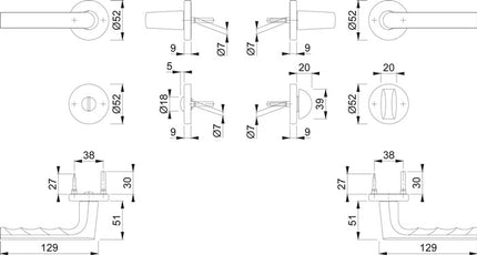 HOPPE Rosettengarnitur Hamburg 1700 / 42KB/42KBS Aluminium F1 ( 3000203128 )