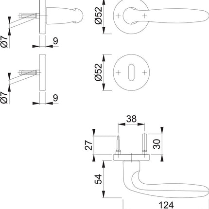 HOPPE rose set Verona 1510 / 42KB/42KBS Aluminium F1 ( 3000203132 )