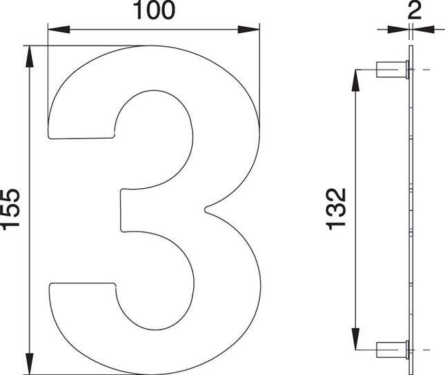 EDI Hausnummer Ziffer 3 Edelstahl matt ( 3000261318 )