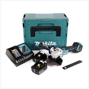 Makita DGA 513 RTJ Akku Winkelschleifer 18V 125mm Brushless + 2x Akku 5,0Ah + Ladegerät + Makpac