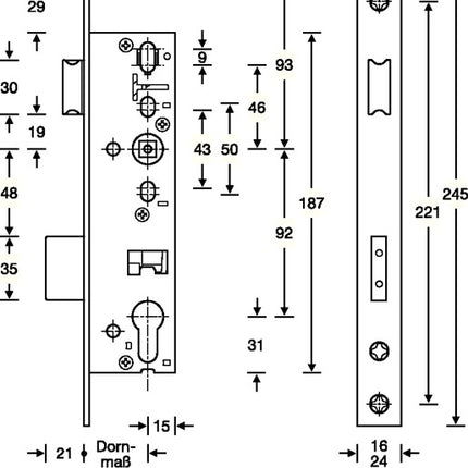 SSF Panic tubular frame mortise lock B DIN left outwards ( 3324024272 )