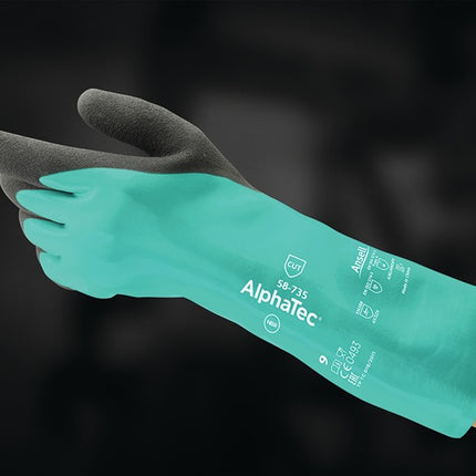 Gants ANSELL pour produits chimiques AlphaTec 58-735 taille 9 vert ( 4000371503 )