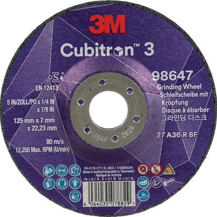 Disco abrasivo 3M Cubitron™ 3 D125xS7mm grano 36+ (4000844235)