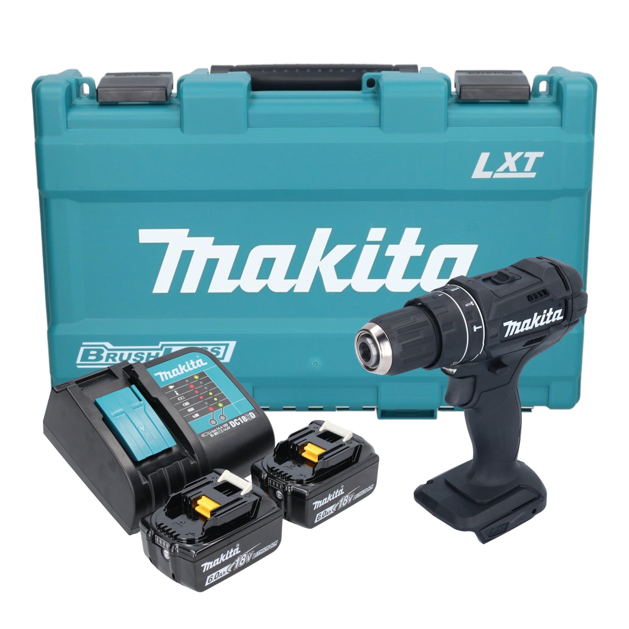 Makita DHP 482 SGKB Akku Schlagbohrschrauber 18 V 62 Nm Schwarz 2x Akku 6 0 Ah Ladegeraet Koffer 0 - toolbrothers