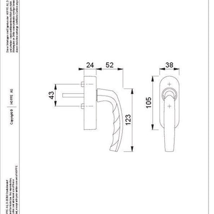 HOPPE Fenstergriff Atlanta 0530/FR-408 Aluminium F9 / stahlfarben ( 8000347453 )