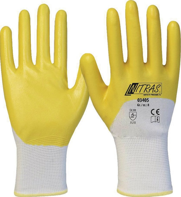 NITRAS gloves 03405 size 8 white/yellow ( 8000636642 )