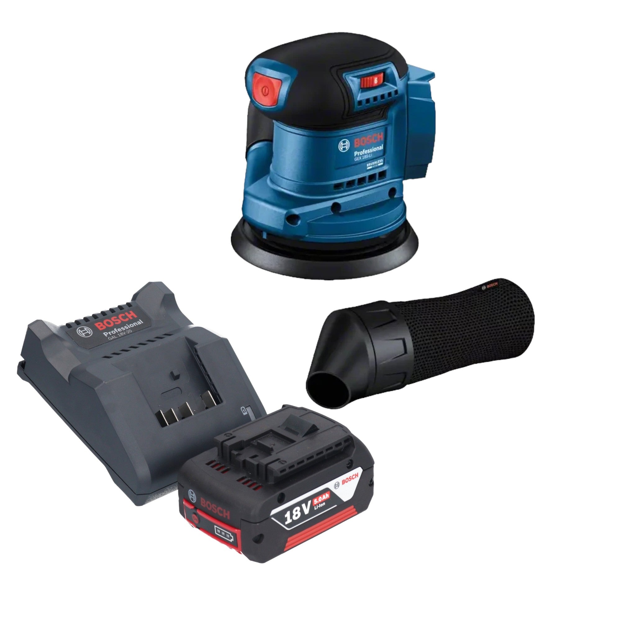 Bosch GEX 185 LI Professional Akku Exzenterschleifer 18 V 125 mm Brushless 1x Akku 5 0 Ah Ladegeraet 0 - toolbrothers