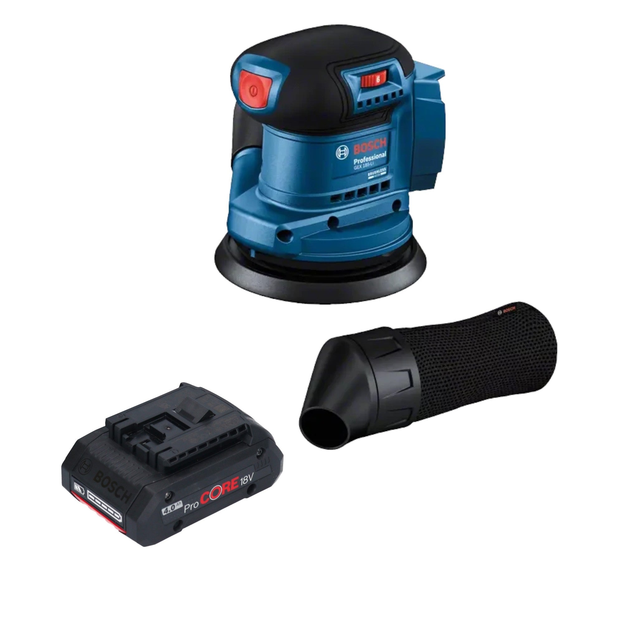 Bosch GEX 185 LI Professional Akku Exzenterschleifer 18 V 125 mm Brushless 1x ProCORE Akku 4 0 Ah ohne Ladegeraet 0 - toolbrothers