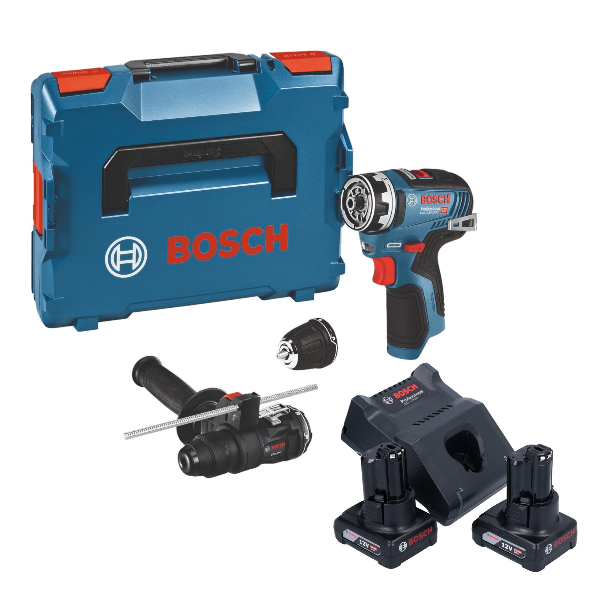 Bosch GSR 12V 35 FC Akku Bohrschrauber 12 V 35 Nm Brushless 2x Akku 6 0 Ah Ladegeraet 2x Aufsatz L Boxx 0 - toolbrothers
