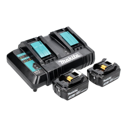 Makita DLM 480 CF2 Tondeuse à gazon sans fil 36 V ( 2x 18 V ) 48 cm 62 l + 2x batterie 3,0 Ah + chargeur