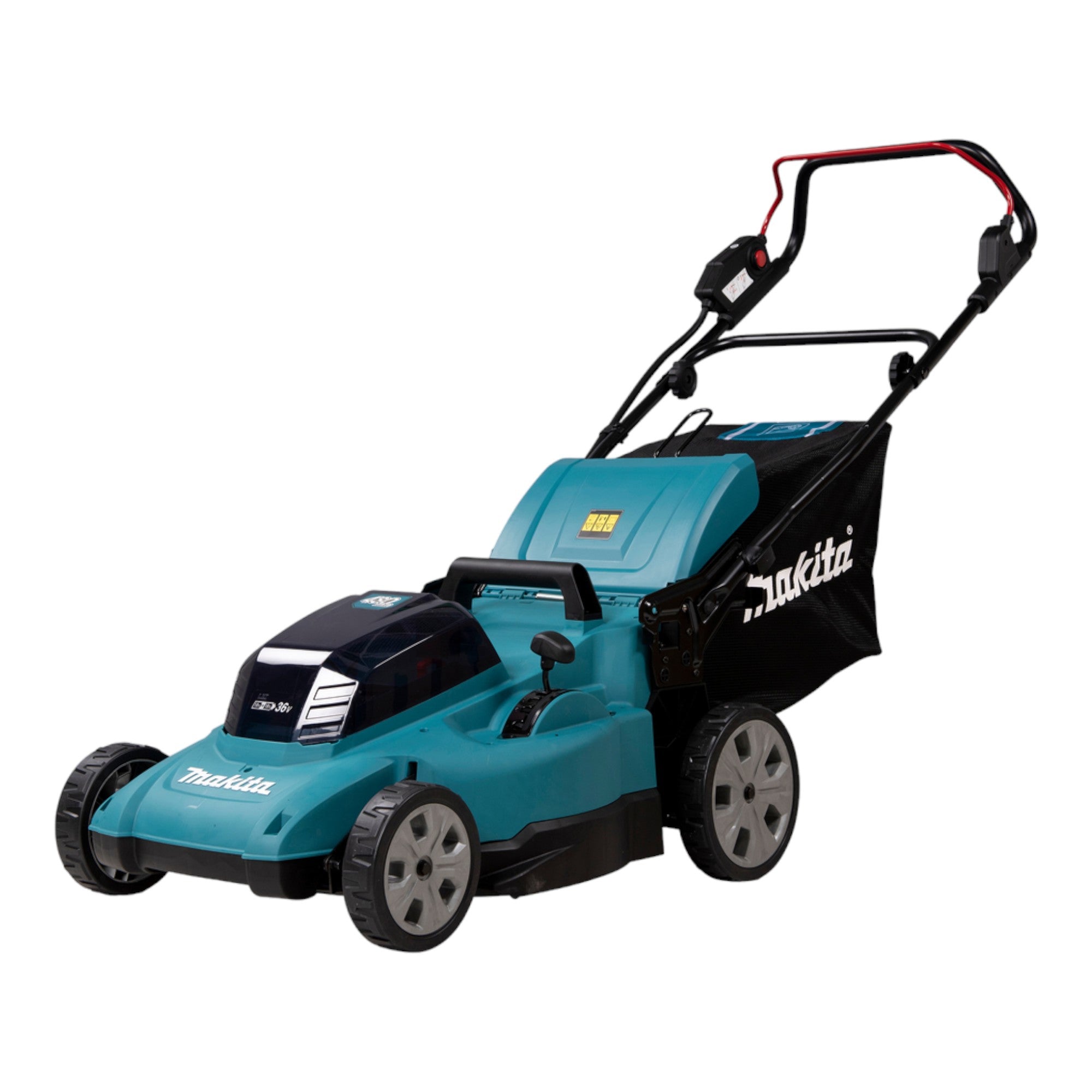 Makita DLM 480 CG2 Akku Rasenmaeher 36 V 2x 18 V 48 cm 62 l 2x Akku 6 0 Ah Ladegeraet  1 - toolbrothers