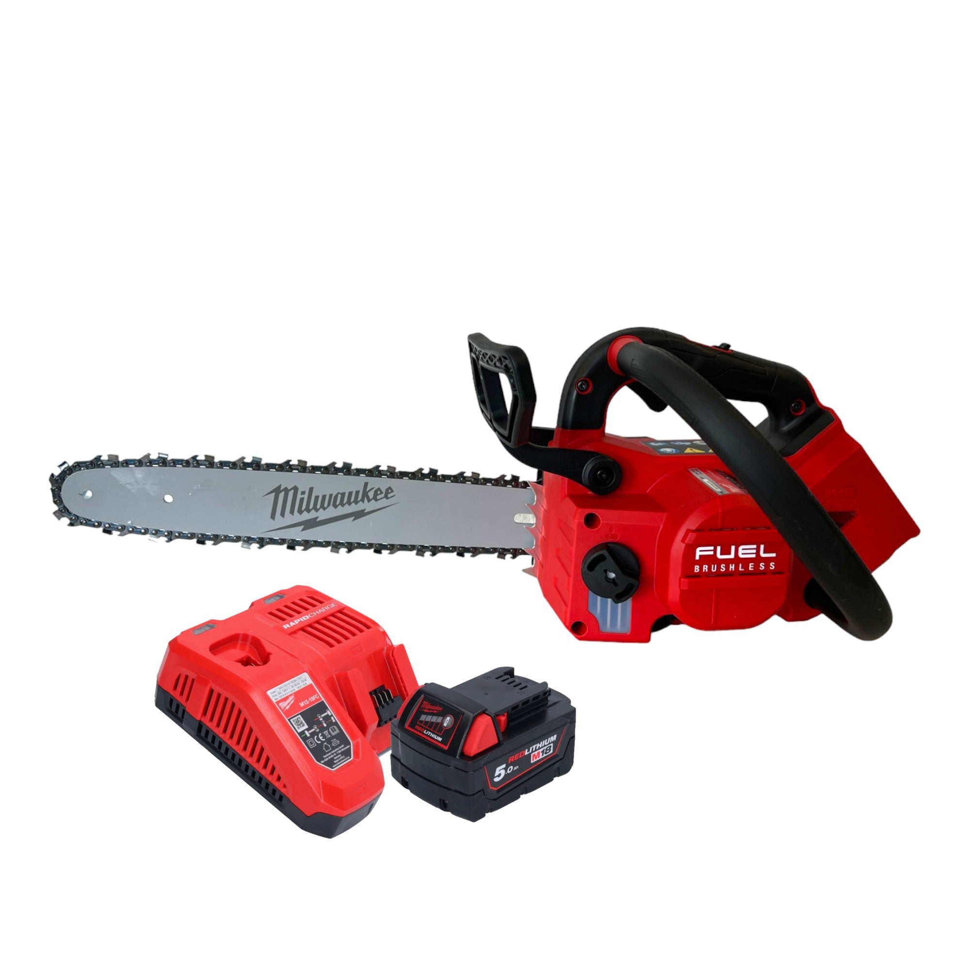 Milwaukee M18 FTHCHS35 551 Akku Einhand Kettensaege 35 cm 1x Akku 5 0 Ah Ladegeraet 0 - toolbrothers