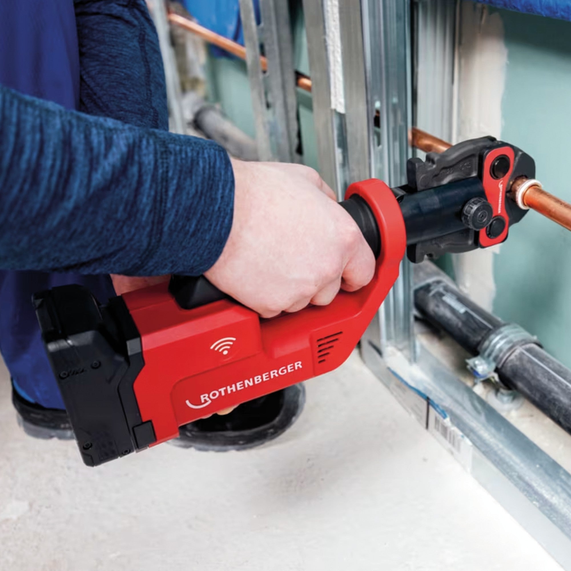 Rothenberger Romax Compact III Akku Pressmaschine Basic Set 1 18 V 19 kN 1000004267 1x Akku 2 0 Ah Ladegeraet 3 - toolbrothers