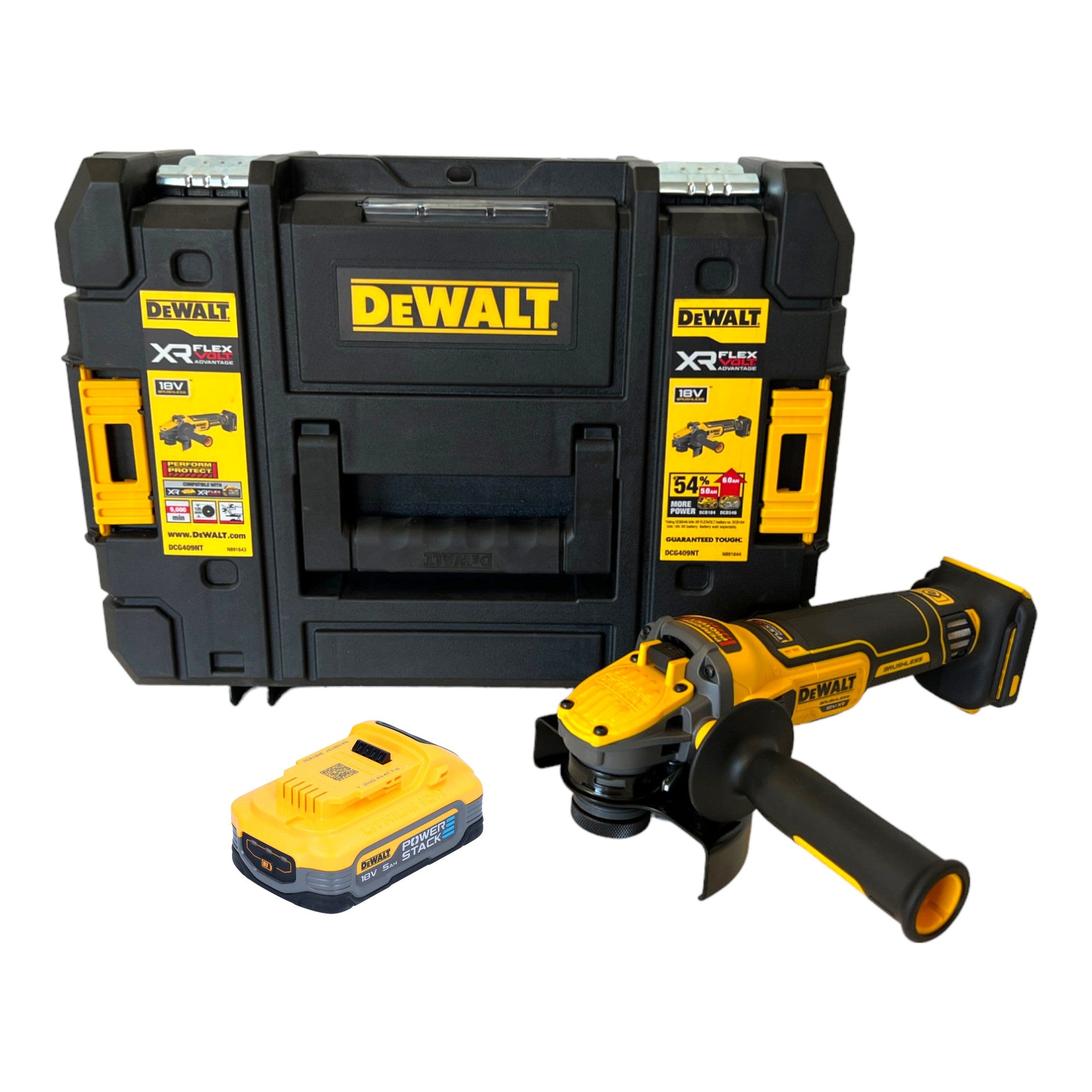 DeWalt DCG 409 NT Akku Winkelschleifer 18 V 125 mm Brushless 1x Powerstack Akku 5 0 Ah TSTAK ohne Ladegeraet 0 - toolbrothers