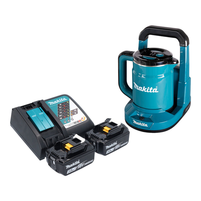 Bollitore a batteria Makita DKT 360 RF2 36 V ( 2x 18 V ) 0,8 L + 2x batteria ricaricabile 3,0 Ah + caricabatterie