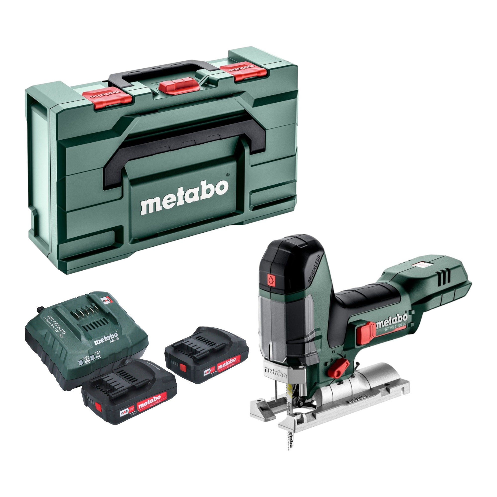 Metabo ST 18 LT 130 BL Akku Stichsaege 18 V 130 mm Brushless 2x Akku 2 0 Ah Ladegeraet Metabox 0 - toolbrothers