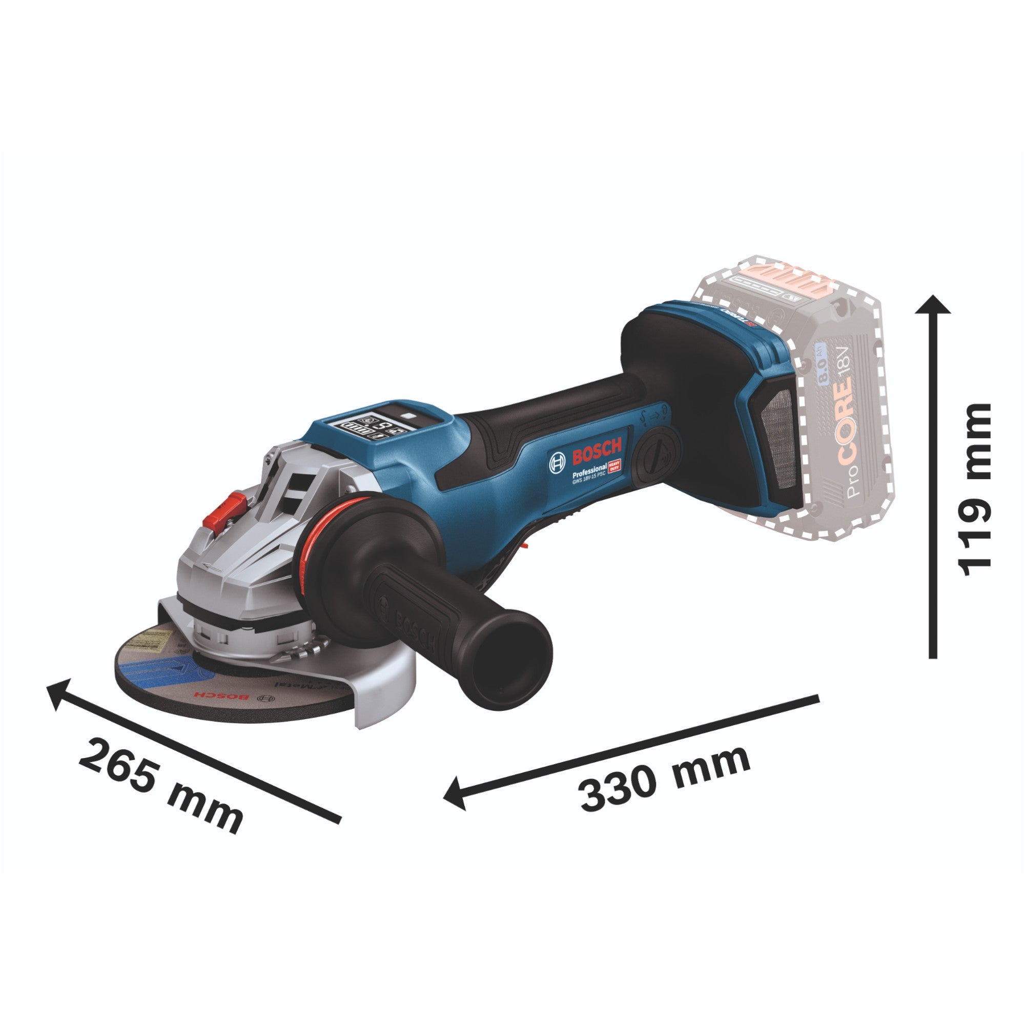 Bosch GWS 18V 15 PSC Professional Akku Winkelschleifer 18 V 125 mm BITURBO Brushless 1x ProCORE Akku 8 0 Ah Ladegeraet L Boxx 4 - toolbrothers
