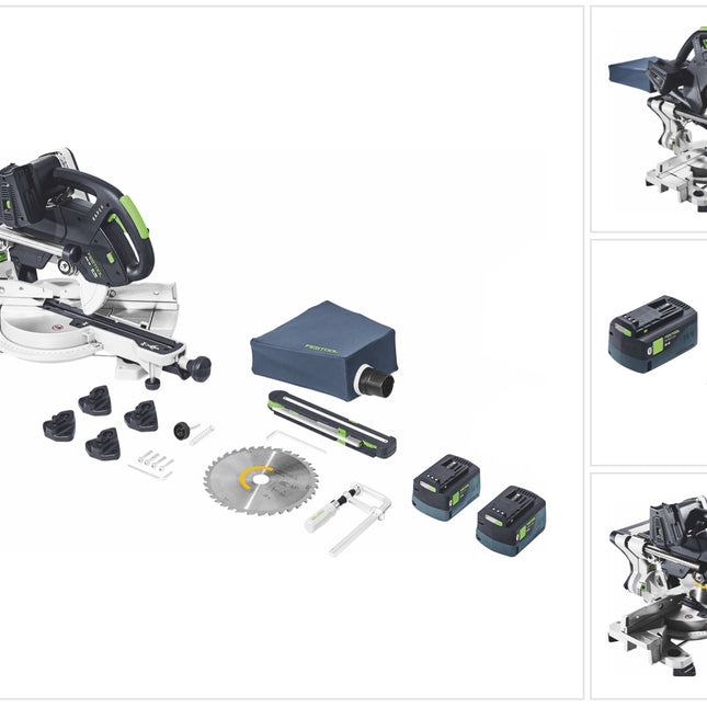 Festool KSC 60 EB-Basic KAPEX Akku Kapp Zugsäge 18 V / 36 V 216 mm Brushless + 2x Akku 5,0 Ah - ohne Ladegerät