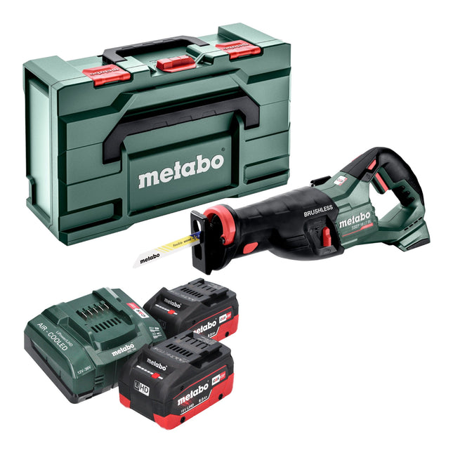 Sierra de sable sin cable Metabo SSEP 18 LT BL 18 V 32 mm sin escobillas + 2x batería LiHD 8,0 Ah + cargador + metabox