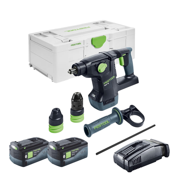 Martello combinato a batteria Festool KHC 18 EB-Basic 18 V 2,6 J SDS-Plus Brushless + 2x batteria ricaricabile 5,0 Ah + caricatore rapido + systainer