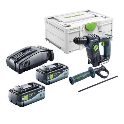 Akumulatorowa wiertarko-wkrętarka udarowa Festool BHC 18 Basic 18 V 1,8 J SDS Plus Brushless + 2x akumulator 8,0 Ah + szybka ładowarka + systainer