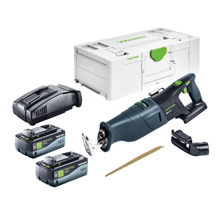 Sierra sable a batería Festool RSC 18 EB-Basic 18 V sin escobillas + 2 baterías de 8,0 Ah + cargador rápido + Systainer