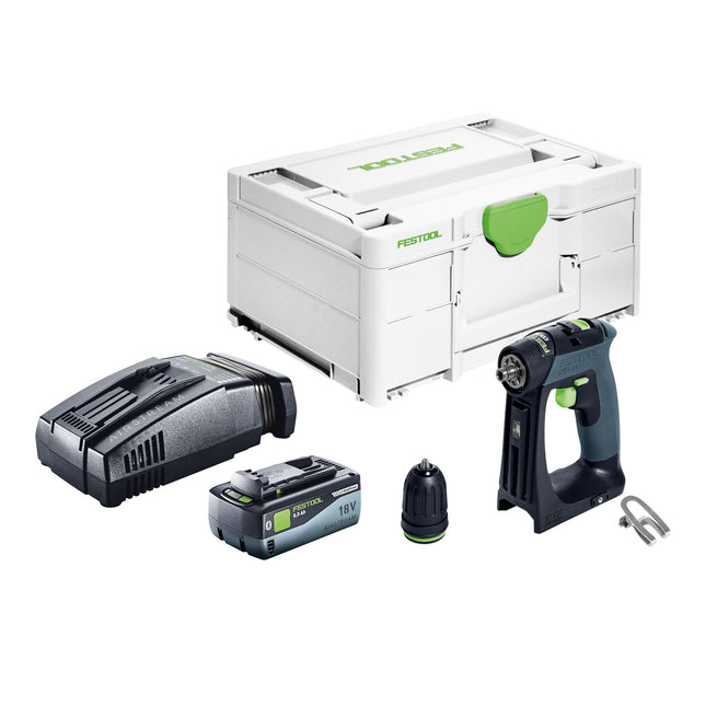 Festool CXS 18-Basic cordless drill driver 18 V 40 Nm brushless + 1x rechargeable battery 8.0 Ah + quick charger + Systainer