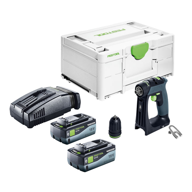 Festool CXS 18-Basic cordless drill driver 18 V 40 Nm brushless + 2x rechargeable battery 8.0 Ah + quick charger + Systainer