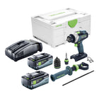 Festool TDC 18/4 Basic akumulatorowa wiertarko-wkrętarka 18 V 75 Nm bezszczotkowa + 2x akumulator 8,0 Ah + szybka ładowarka + systainer