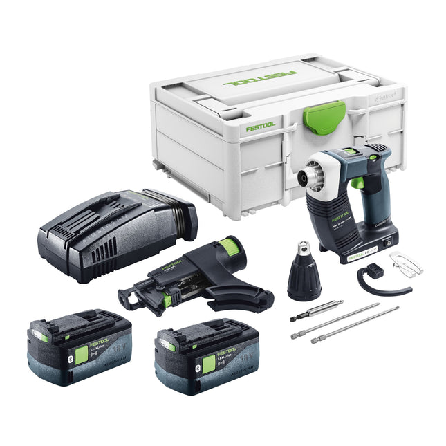Festool DURADRIVE DWC 18-2500 Basic cordless construction screwdriver 18 V 18 Nm brushless + 2x rechargeable battery 5.0 Ah + quick charger + systainer