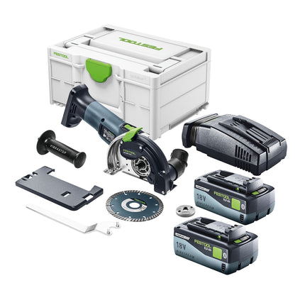 Festool DSC-AGC 18-125 FH Basic akumulatorowy system tnący z wolnej ręki 18 V 125 mm bezszczotkowy + 2x akumulator 8,0 Ah + szybka ładowarka + systainer