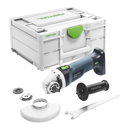 Amoladora angular sin cable Festool AGC 18-125 EB-Basic 18 V 125 mm sin escobillas + 2x batería recargable 4,0 Ah + cargador rápido + systainer