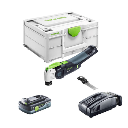 Festool VECTURO OSC 18 E-Basic utensile oscillante a batteria 18 V Starlock Max Brushless + 1x batteria 4,0 Ah + caricatore rapido + systainer
