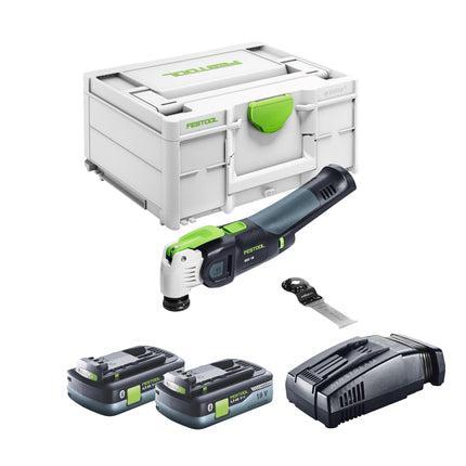 Festool VECTURO OSC 18 E-Basic herramienta oscilante sin cable 18 V Starlock Max Brushless + 2x batería 4.0 Ah + cargador rápido + systainer
